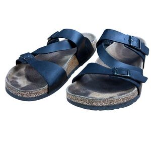 Birkenstock Yao Birko-Flor Black Leather Sandals Sz EU 41